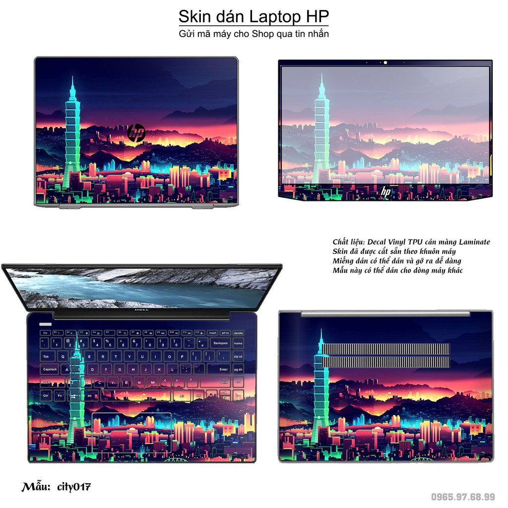 Skin dán Laptop HP in hình thành phố nhiều mẫu 3 (inbox mã máy cho Shop)