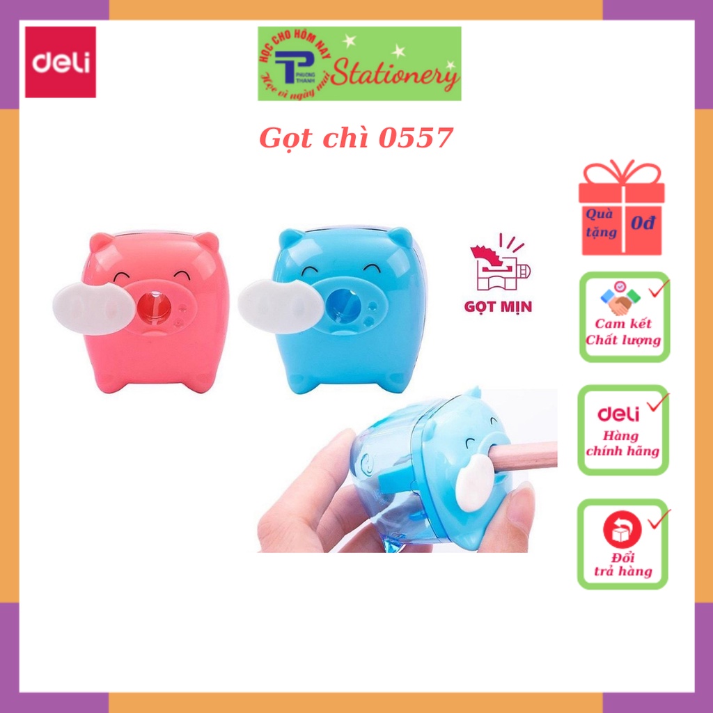 Gọt bút chì Deli hình lợn - Hồng/ Xanh dương/ Xanh lá - E0557