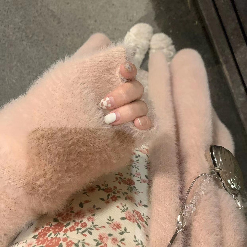 Áo Khoác cardigan Lông Chồn Mềm Mại Dáng Rộng / Dài Trung Bình Kèm Váy Hai Dây Họa Tiết Hoa Xinh Xắn