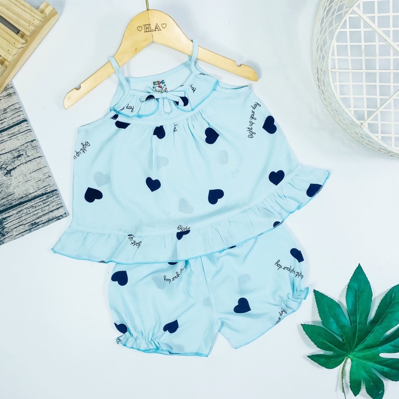 Đồ bộ tôn  mẫu 2 dây nhỏ lai bèo họa tiết đáng yêu cho bé gái 4-13kg - MeGauu DTN01