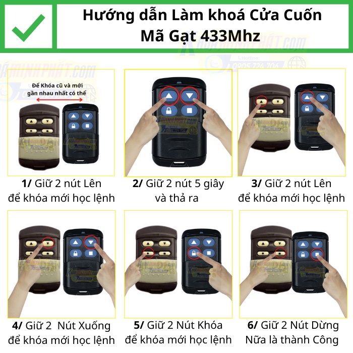 Remote Cửa cuốn 433Mhz