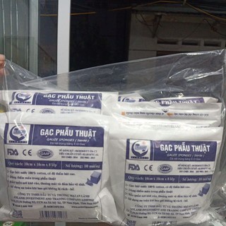 Gạc phẫu thuật vuông 10cmx10cmx 8 lớp