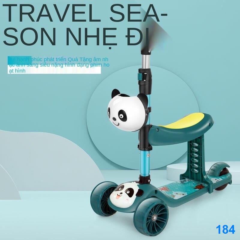 2021 ✐☁♕Xe trượt gấp dành cho trẻ em 1-2-6-8-12 tuổi có nhạc nhấp nháy thể ngồi và người mới bắt đầu chơi scooter ba tro