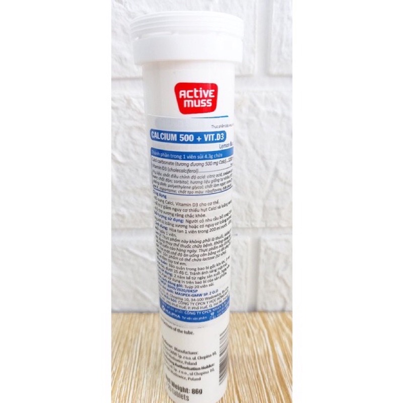Viên sủi Bổ Sung Canxi và Vitamin D3 nâng cao sức đề kháng, chắc khỏe xương CALCIUM 500 + VIT.D3 - made in ba lan