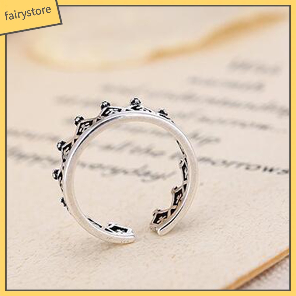 Nhẫn Đeo Tay Kim Loại Tạo Hình Vương Miện Vintage Cho Nữ