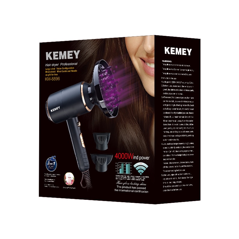 Máy Sấy Tóc Tạo Kiểu 2 Chế Độ Nóng/ Lạnh Kemei KM-8896
