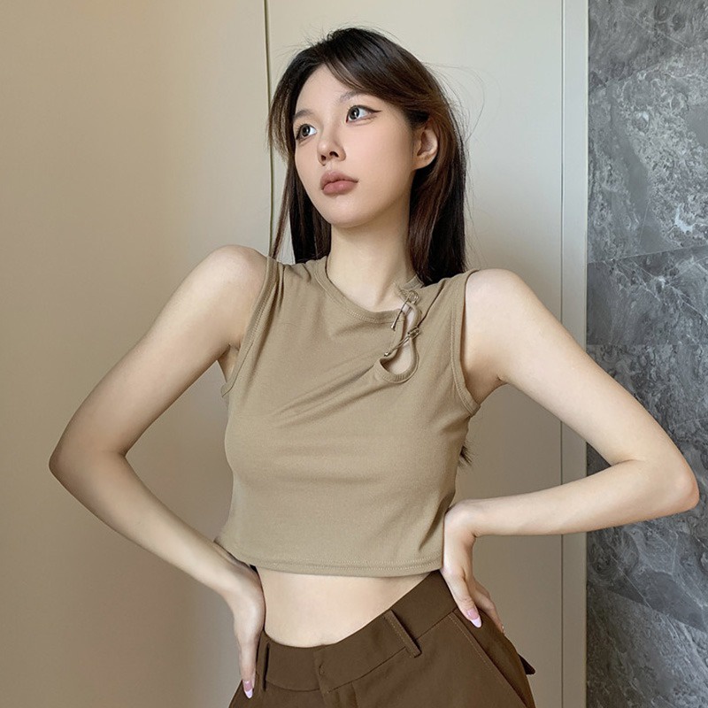 Áo Croptop Sát Nách Màu Sắc Trơn Phong Cách Hàn Quốc Thời Trang Mùa Hè Cho Nữ