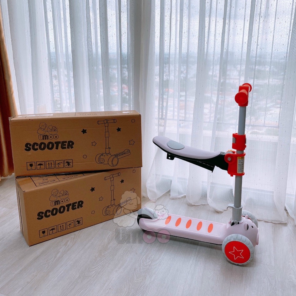 Xe trượt Scooter Umoo vận động ngoài trời, tăng cường phát triển thể chất 3 chế độ - Bánh xe phát sáng vĩnh cữu