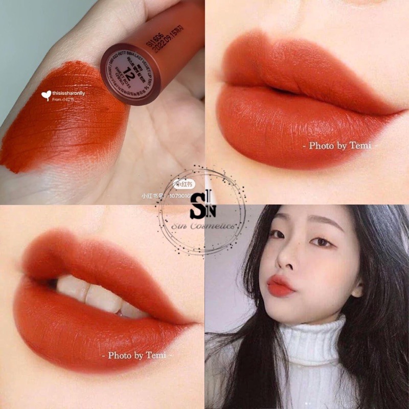 [ONLY AUTH] Son kem lì BBIA Last Velvet Lip Tint version 3 màu 12