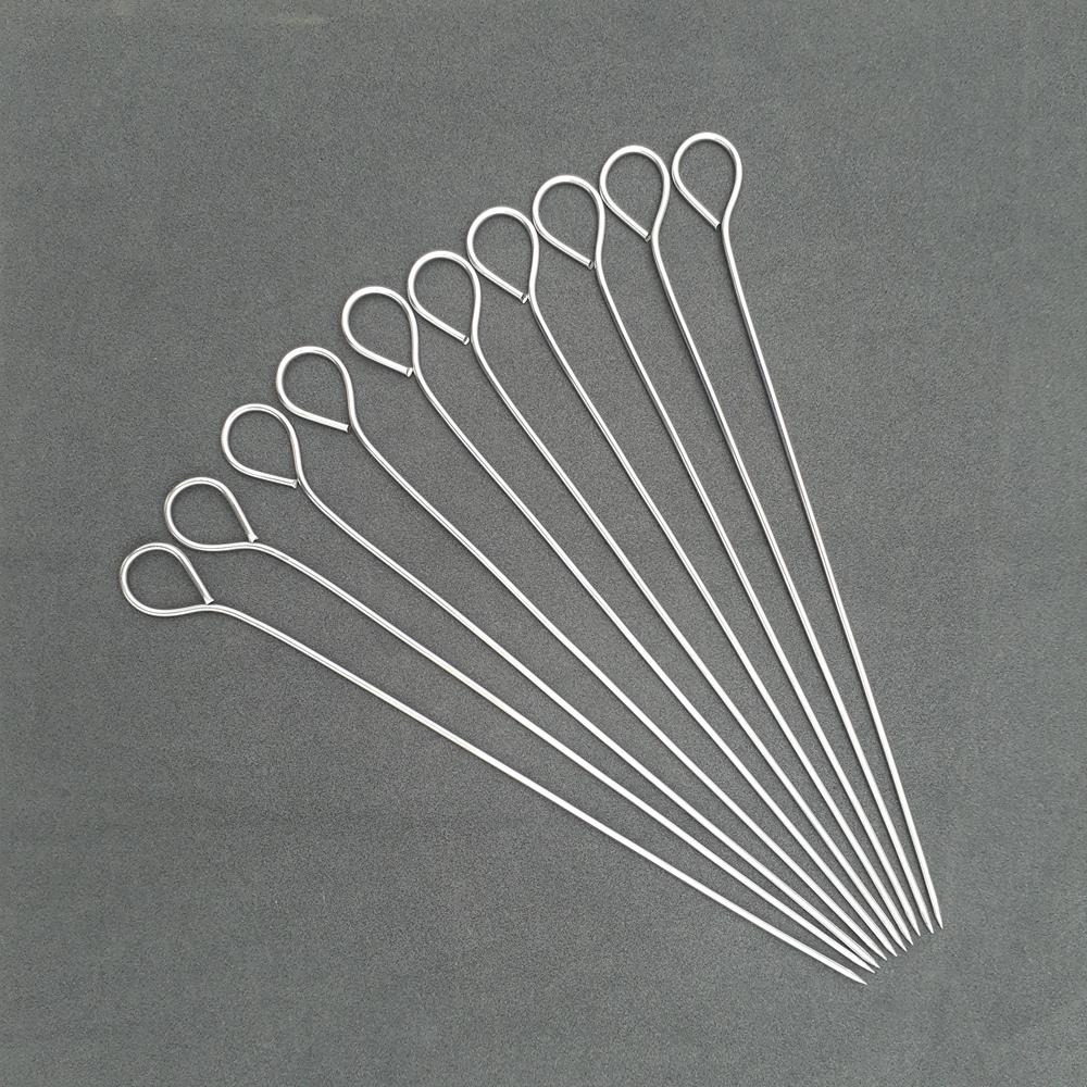 Bộ 10 Que xiên nướng thịt Inox không gỉ dài 26cm dùng cho bếp nướng KMS 20037