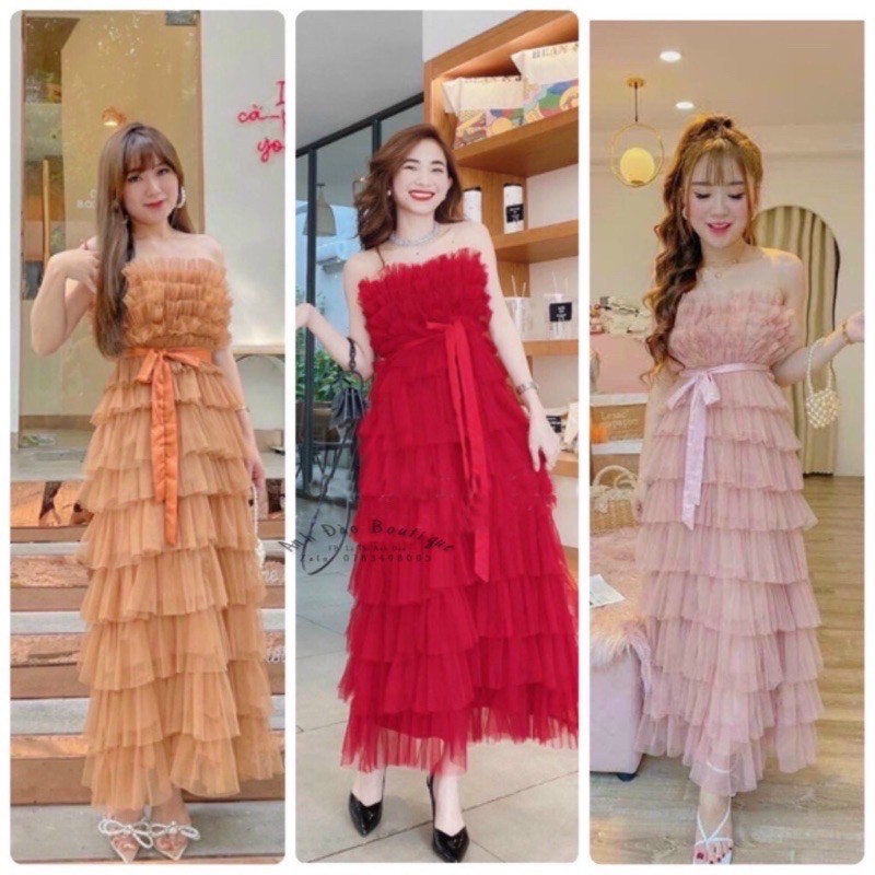 Đầm tầng dài cúp ngực nơ cột eo dự tiệc sang trọng (Video chính chủ) - Verosa Dress