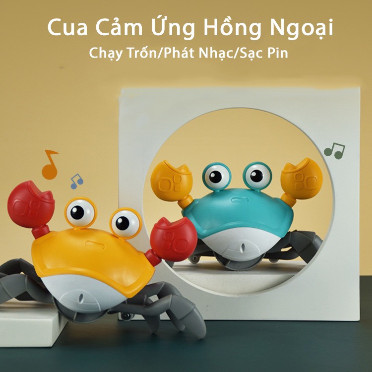 Đồ chơi trẻ em bé trai bé gái con cua cảm ứng hồng ngoại biết tự động chạy trốn có đèn và nhạc