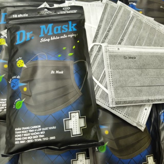 🇻🇳 Dr Mask Than Hoạt Tính gói 10 cái, sử dụng 7 ngày, lọc bụi mịn, lọc khuẩn, khử mùi hôi. Khẩu Trang Đen | BigBuy360 - bigbuy360.vn