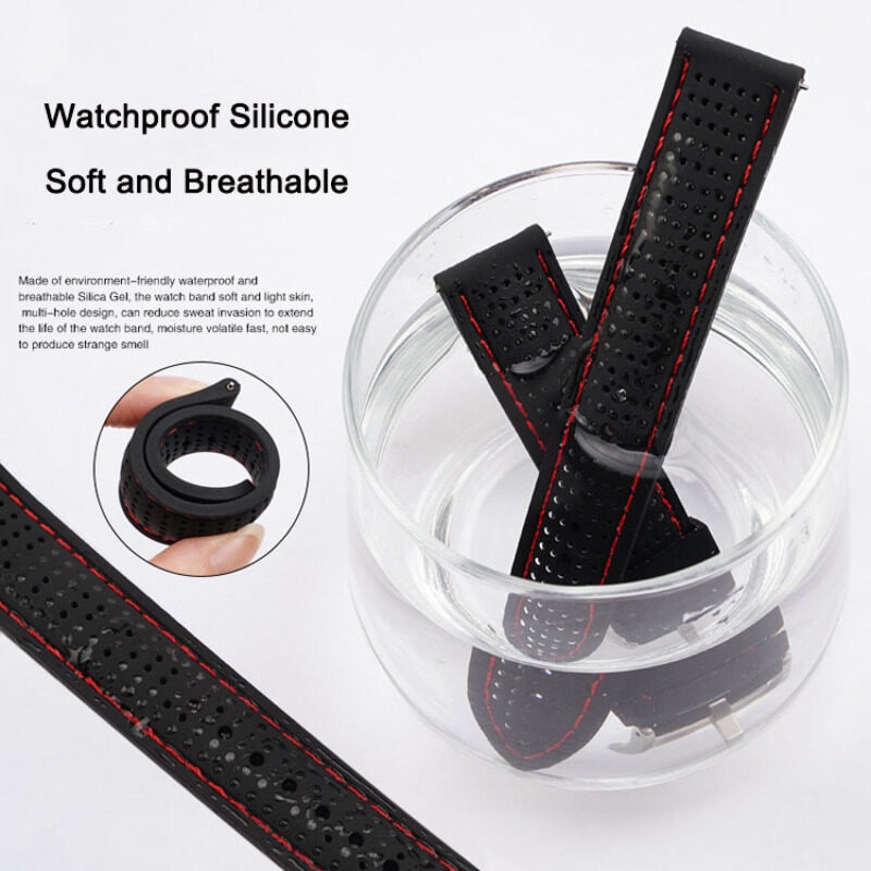 Dây Đeo Đồng Hồ Bằng Cao Su Silicon Mềm Thoáng Khí Tháo Gỡ Nhanh 18mm 20mm 22mm 24mm