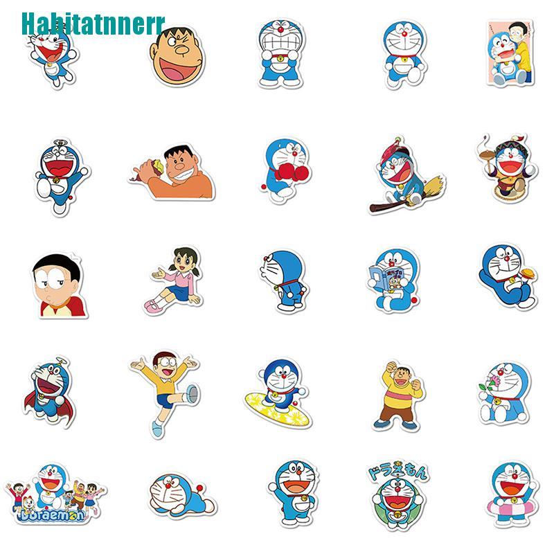 Bộ 50 miếng hình dán Doraemon trang trí xe hơi/ laptop/ xe máy