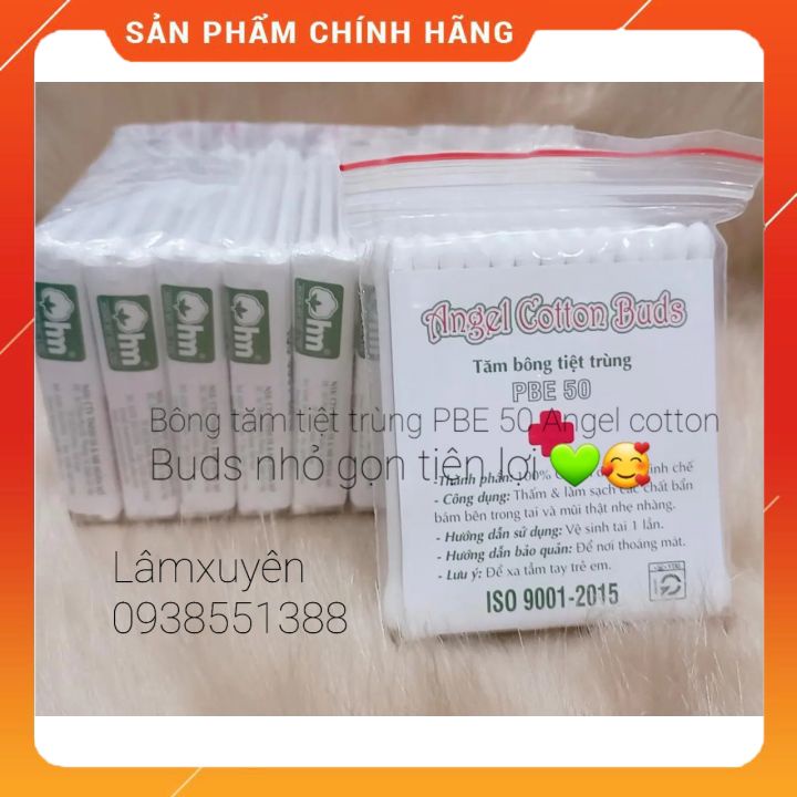 Bông tăm tiệt trùng angel cotton buds PBE 50FREESHIPđa công dụng ,nhỏ gọn nhựa mềm trơn láng,Sợi bông tự nhiên mềm mịn