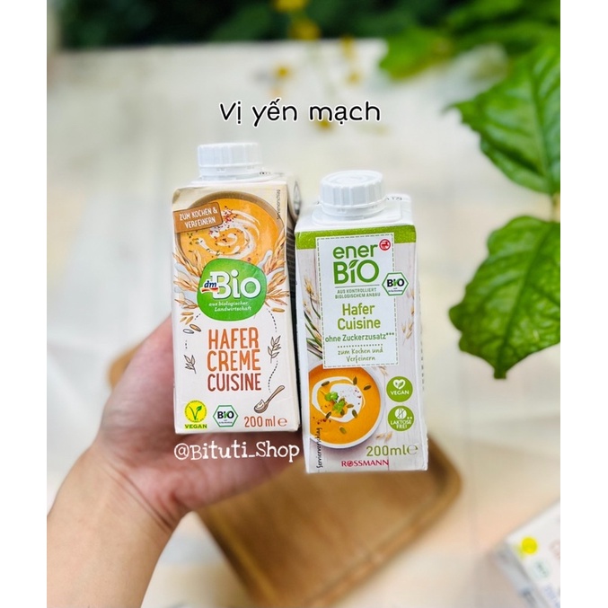 (Date th6/2022) Kem tươi yến mạch hữu cơ DmBio nấu soup/cháo bổ dưỡng cho bé 200ml - hàng air - Bituti Shop