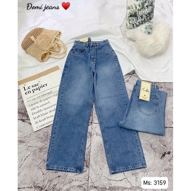 Suông jeans cotton dài màu wash siêu đẹp siêu chất- ảnh thật toàn bộ