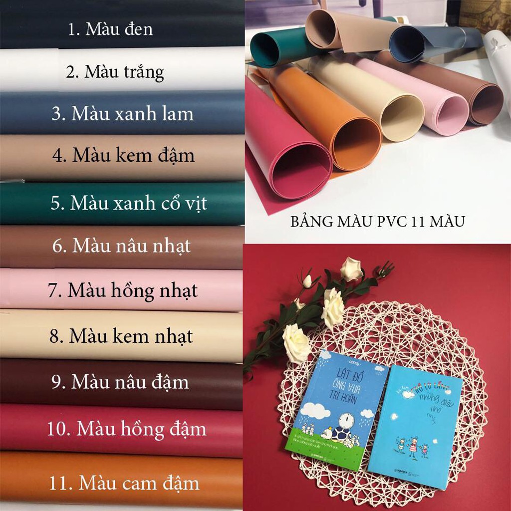 (PVC-LỖI 1 ĐỔI 1) Phông Chụp Ảnh Nền Trơn 60x100cm, 1x1M, 1x2M, Phông PVC 17 Màu, Decor Chụp Ảnh, Background