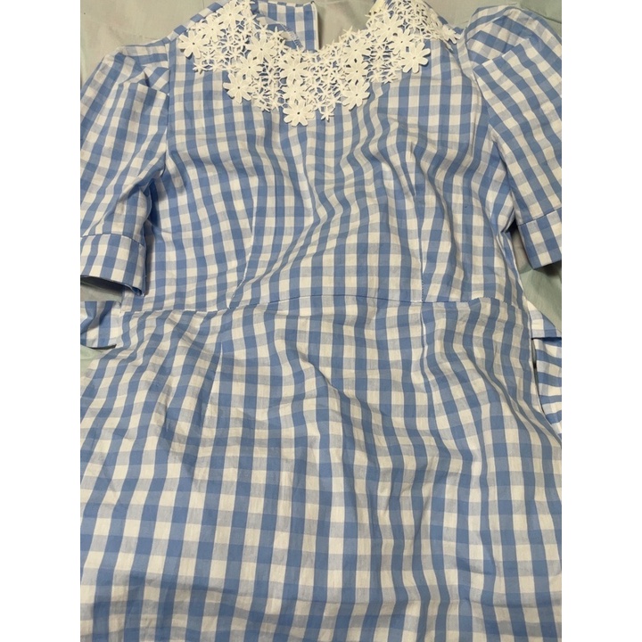[ORDER] Đầm Caro Cổ Ren - Váy Tiểu Thư Thiết Kế Dáng Dài Thắt Eo Phù Hợp Đi Chơi Dự Tiệc Cưới Xanh Trắng VD107