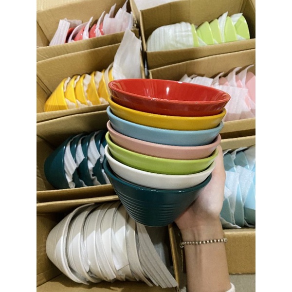 (SALE) Bát Sứ_Chén Ăn Cơm Hình Nón Bộ Bát Đĩa Decor Bộ Chén Dĩa Sứ Dễ Thương Cute