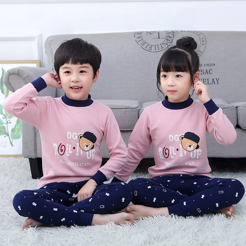 Bộ Đồ Ngủ Pijama Dài Tay Vải Cotton Dày Thời Trang Thu Đông 2021 Cho Bé