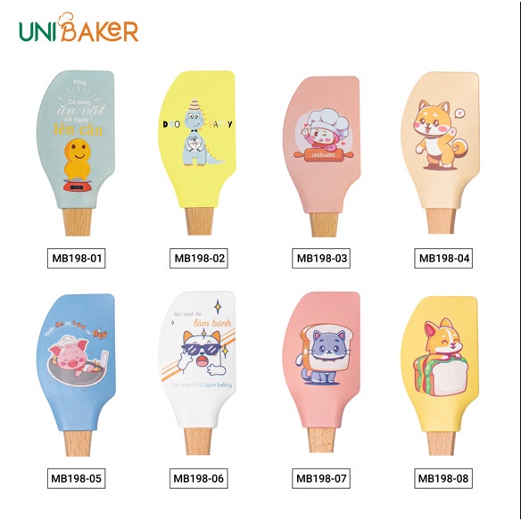 Phới dẹt vét kem cán gỗ UniBaker MB198 cao cấp, bền đẹp, an toàn, dễ sử dụng - mabakerdolambanh