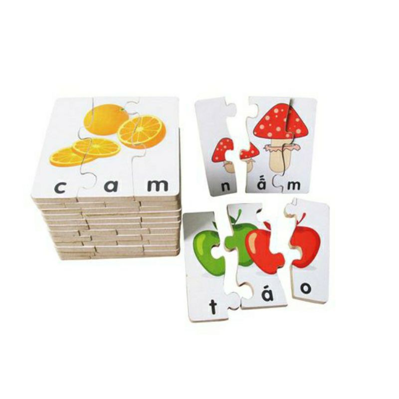 Combo bộ ghép hình học chữ Tiếng Việt 1 2, Tiếng Anh cho  - Đồ chơi gỗ Winwintoys