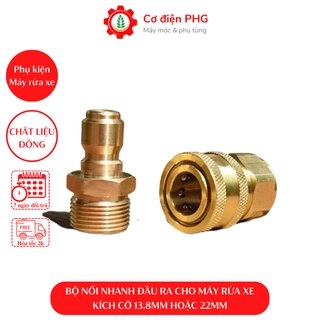 Bộ khớp nối nhanh đầu ra cho máy rửa xe gia đình (chống xoắn dây 22mm, nối súng với bình bọt tuyết)