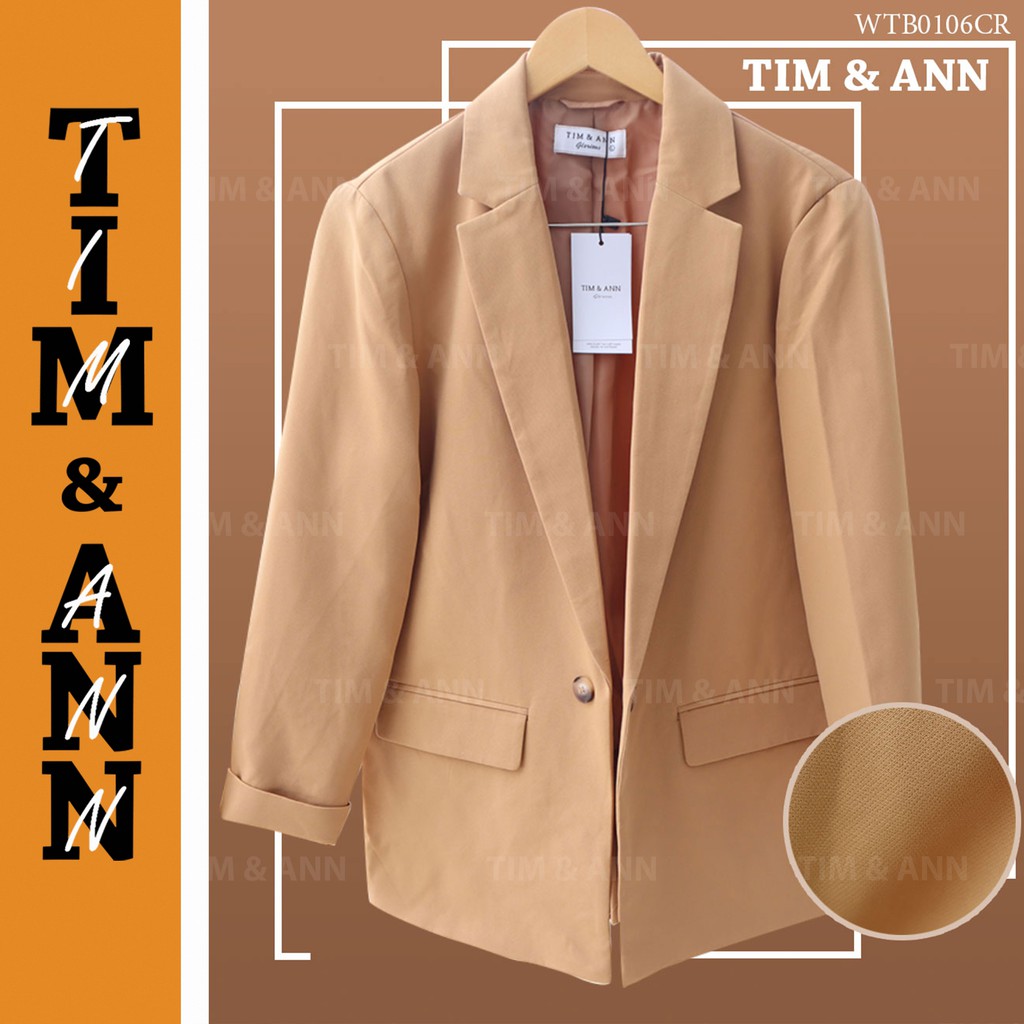 Áo Blazer Nữ  2 Lớp Dáng Suông - Màu Nâu 0106CR - Thời Trang Nữ Tim & Ann
