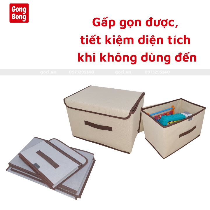 Hộp đựng quần áo tất vớ đồ lót đồ chơi đa năng chất liệu vải cứng có nắp đậy tiện dụng 8l,18l