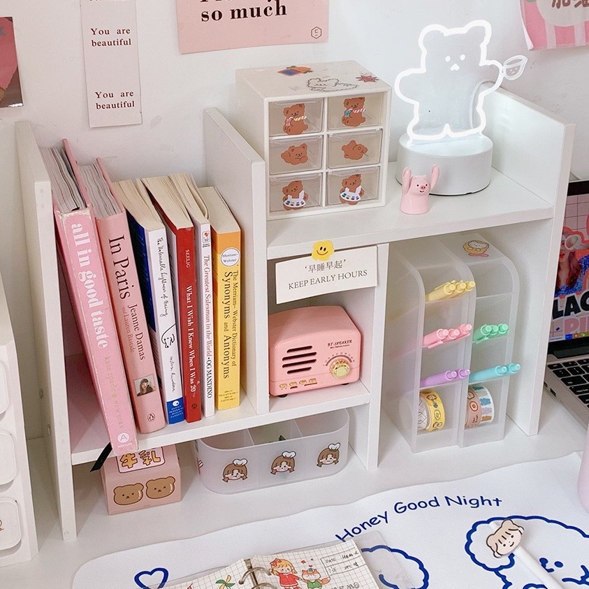 KỆ SÁCH ĐỂ BÀN MINI - KỆ GỖ 5 TẦNG GÓC TƯỜNG ĐA NĂNG