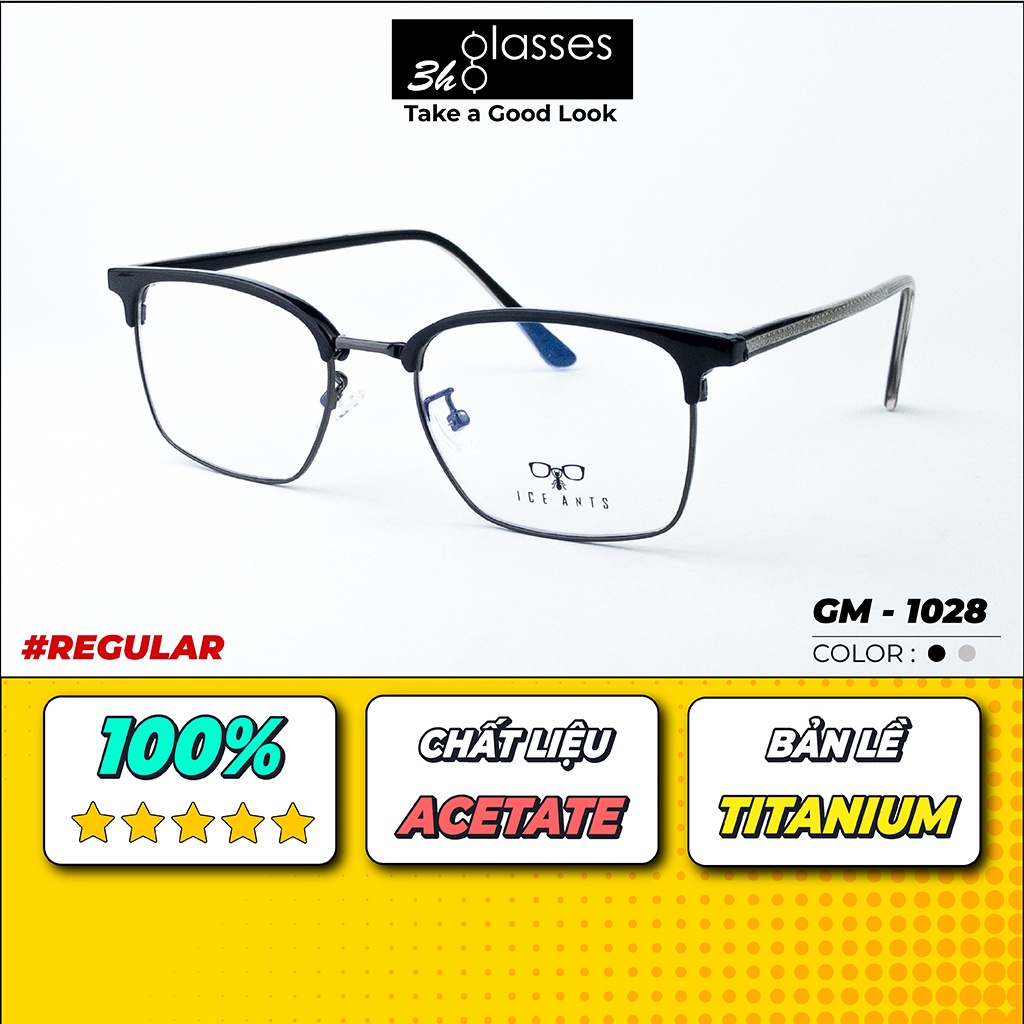 Gọng kính cận, kính thời trang nam nữ, dáng gọng CHỮ NHẬT, chất liệu NHỰA ACETATE, kiểu dáng Hàn Quố