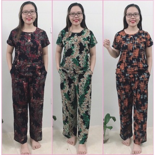 Bộ quần áo lanh trung niên YOYO cho bà cho mẹ mặc nhà quần dài ống nhỏ áo cộc tay mùa hè,đồ bộ cho người lớn tuổi