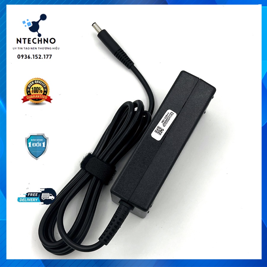 Sạc Zin Laptop Dell 19.5V 3.34A 65W Chân kim to/Chân kim nhỏ dành cho laptop Dell -Tặng kèm dây nguồn- Bảo hành 12 Tháng