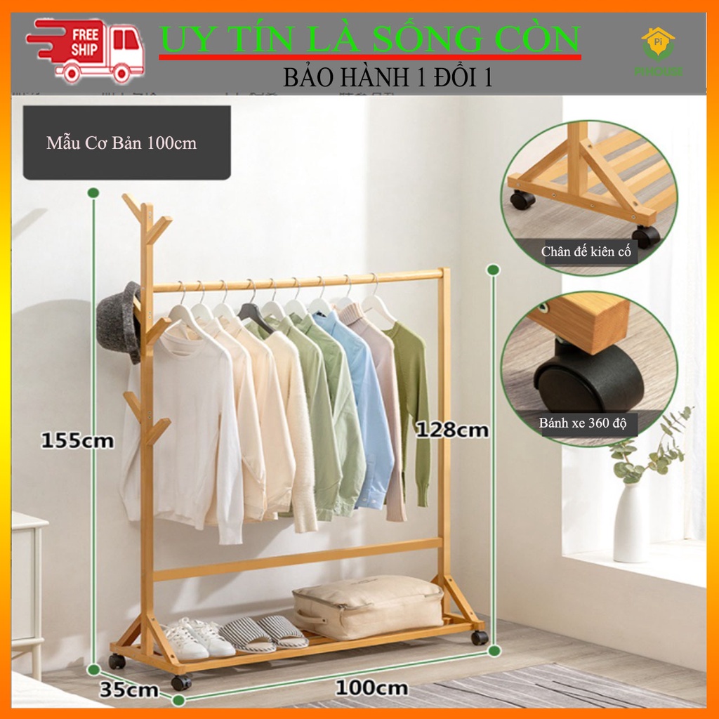 Giá Treo Quần Áo Decor chất liệu gỗ tre, phong cách hiện đại sang trọng [HÀNG CAO CẤP]