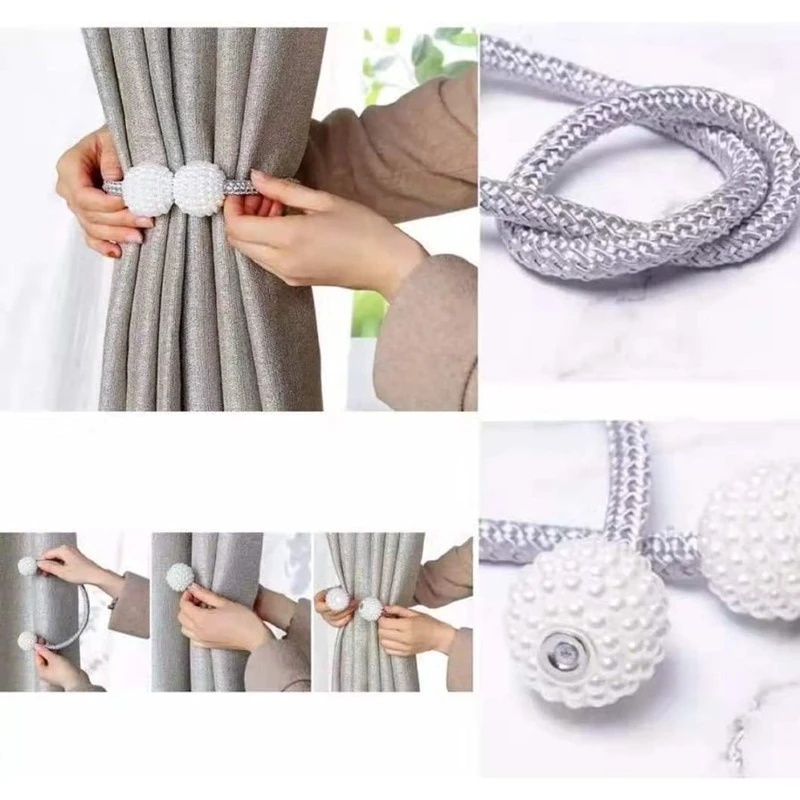 1 Dây Buộc Rèm Cửa Nam Châm Đính Ngọc Trai Nhân Tạo Thời Trang