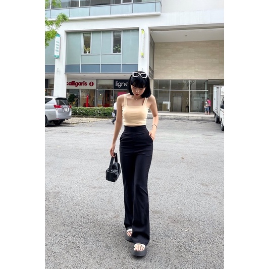 Quần loe Đen form dài tôn dáng chất vải dày dặn có style hàn ullzang đơn giản dễ mix và phối đồ