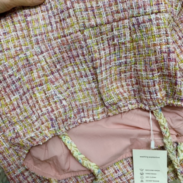 Đầm 2 dây tweed hồng midi-ORDER