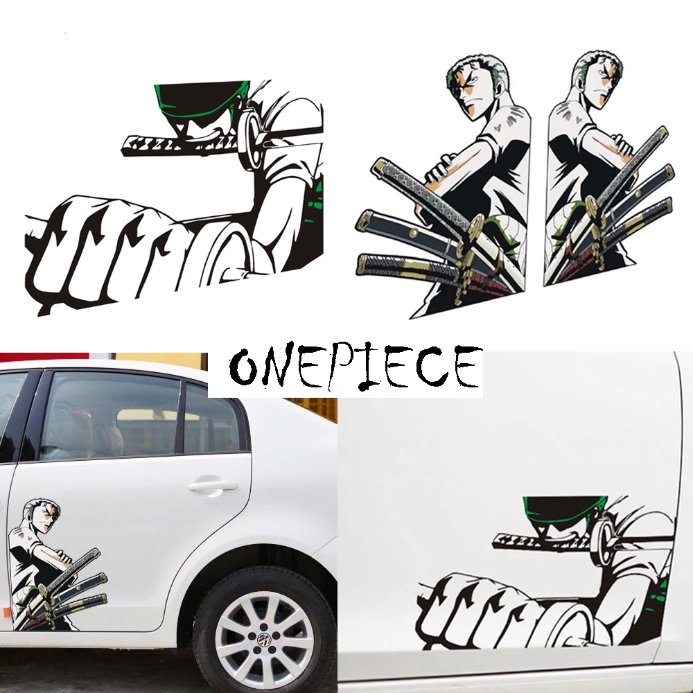 Sticker dán trang trí xe hơi không nước in hình nhân vật zoro trong one piece độc đáo