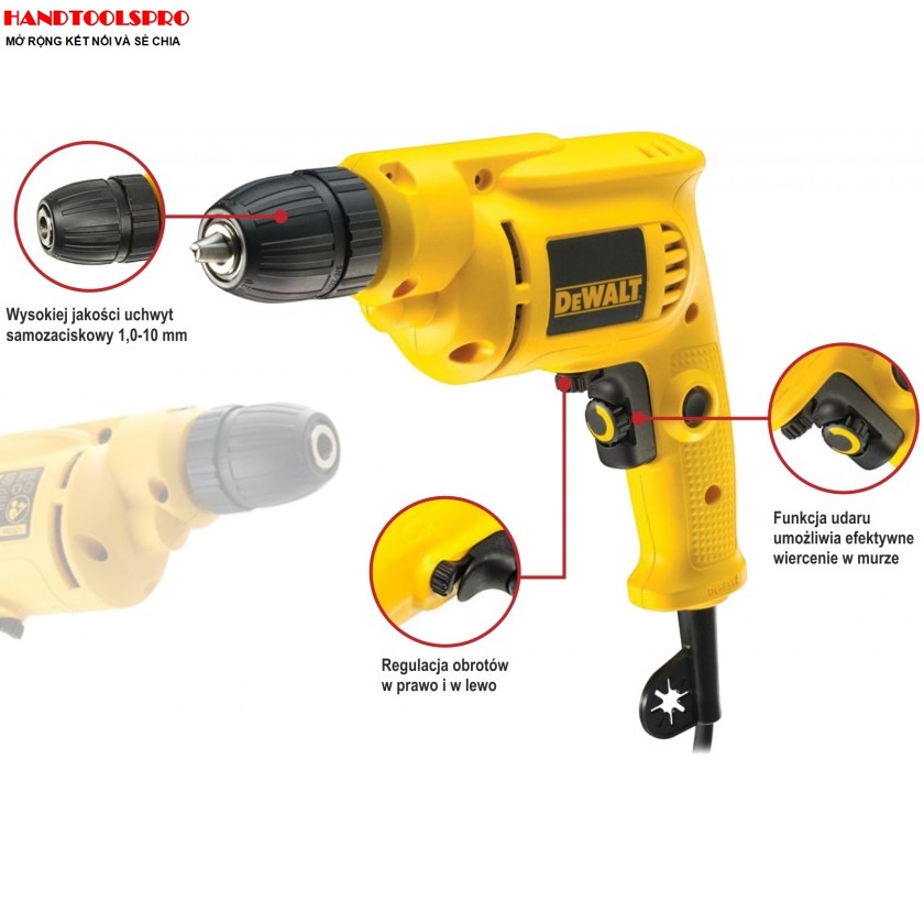Máy khoan cầm tay 550W DeWalt DWD014S-QS - Khoan chính xác, mạnh mẽ với động cơ chổi than