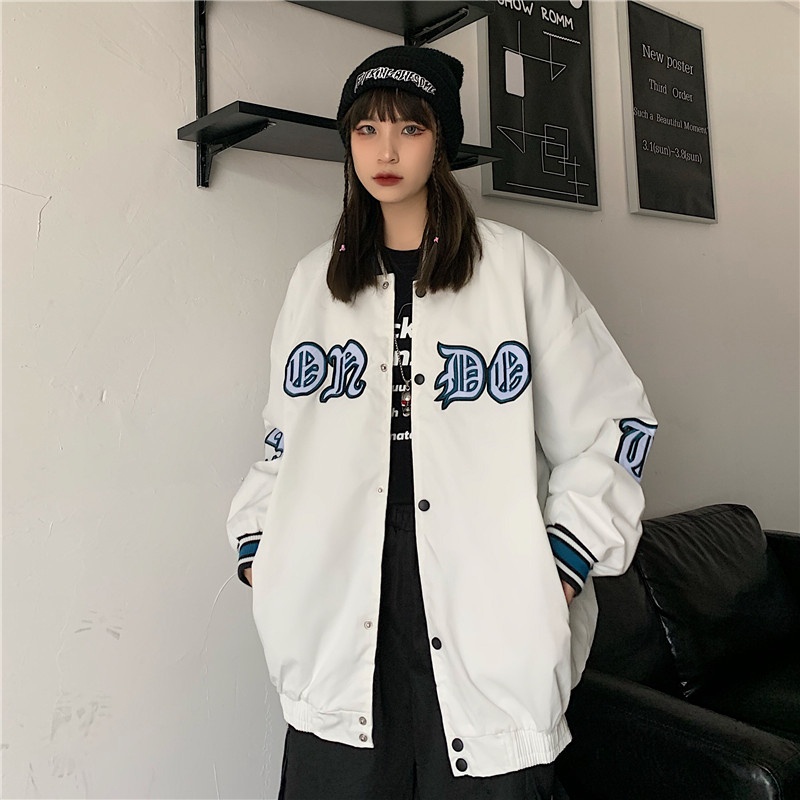 , áo khoác bomber dù HÌNH THÊU ulzzang nam nữ unisex form Rộng AK03