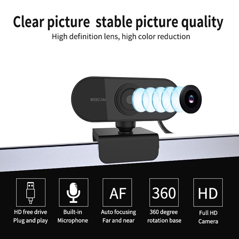 Webcam 1080P Full HD kèm micro cổng USB dành cho máy tính/laptop Mac