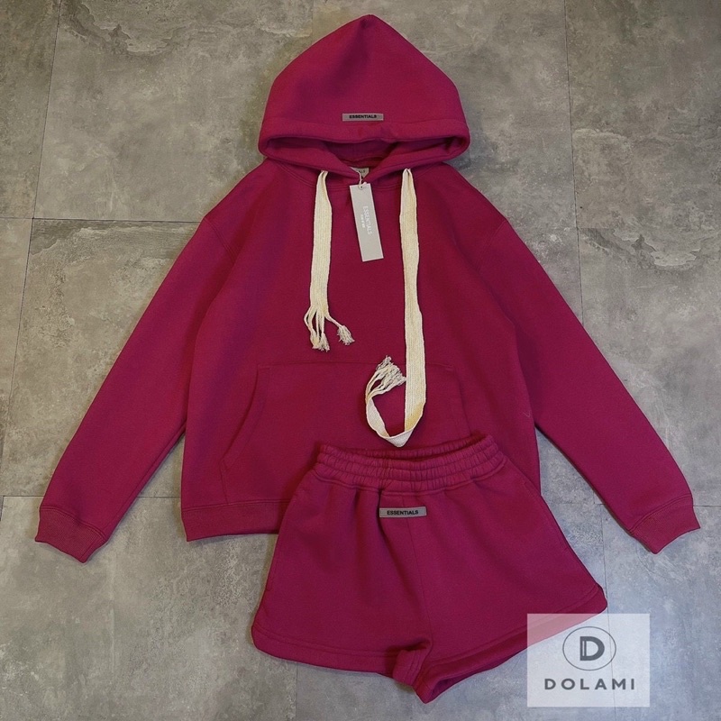 SN813 - BỘ HOODIE NỮ NỈ DA CÁ ÁO MŨ LIỀN QUẦN ĐÙI ESSEN
