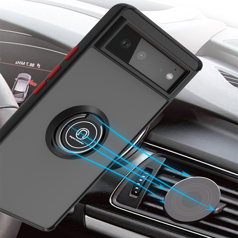 Ốp Điện Thoại TPU Silicon Mặt Nhám Chống Sốc Chống Dấu Vân Tay Tích Hợp Nhẫn Giữ Nam Châm Cho Google Pixel 6 / 6 Pro