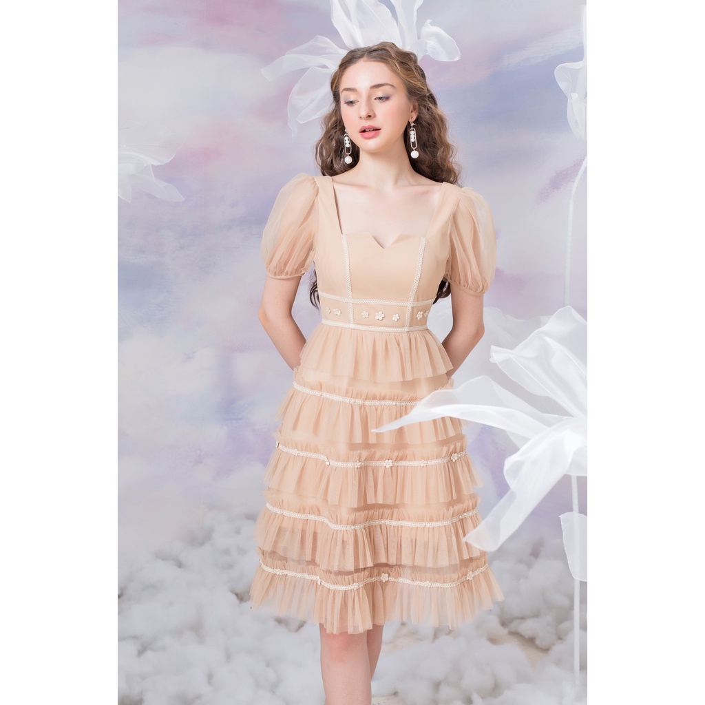SO BY SO - JOCASTA Đầm phối ren tay phồng