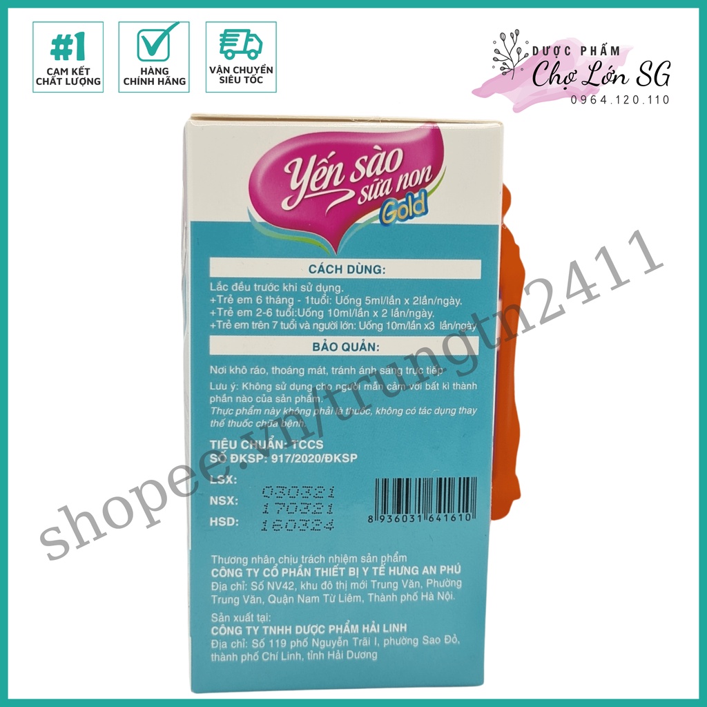 Siro ăn ngon Yến sào sữa non gold bổ sung lysine, vitamin và khoáng chất - Hộp 20 ống