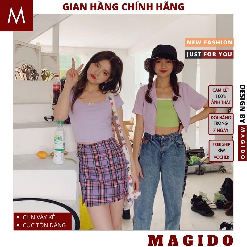 Chân Váy Chữ A Kẻ Caro 💚 Chân Váy Nữ Dáng Ngắn Kẻ Ô 2 Màu ,cực dễ thương phong cách bánh bèo vintage hot girl MAGIDO | BigBuy360 - bigbuy360.vn