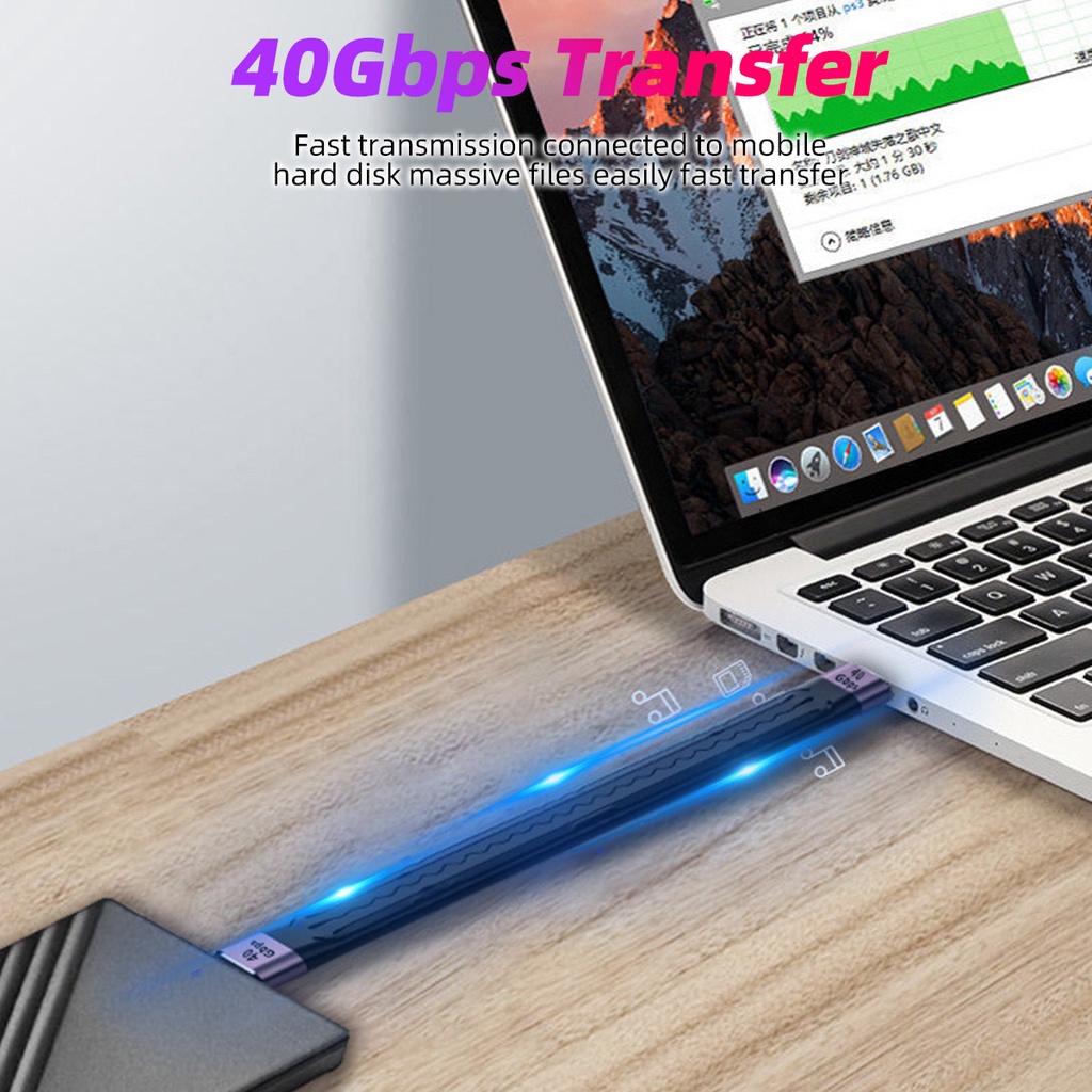 Dây Cáp Sạc Nhanh 13cm Thunderbolt 3 USB 4.0 PD 100W 20V 5A Type C 40Gbps truyền hình ảnh 4K 60Hz