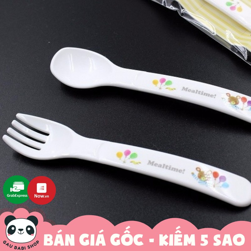 Set 2 thìa dĩa nhựa ăn dặm cho bé OSK nội địa Nhật Bản